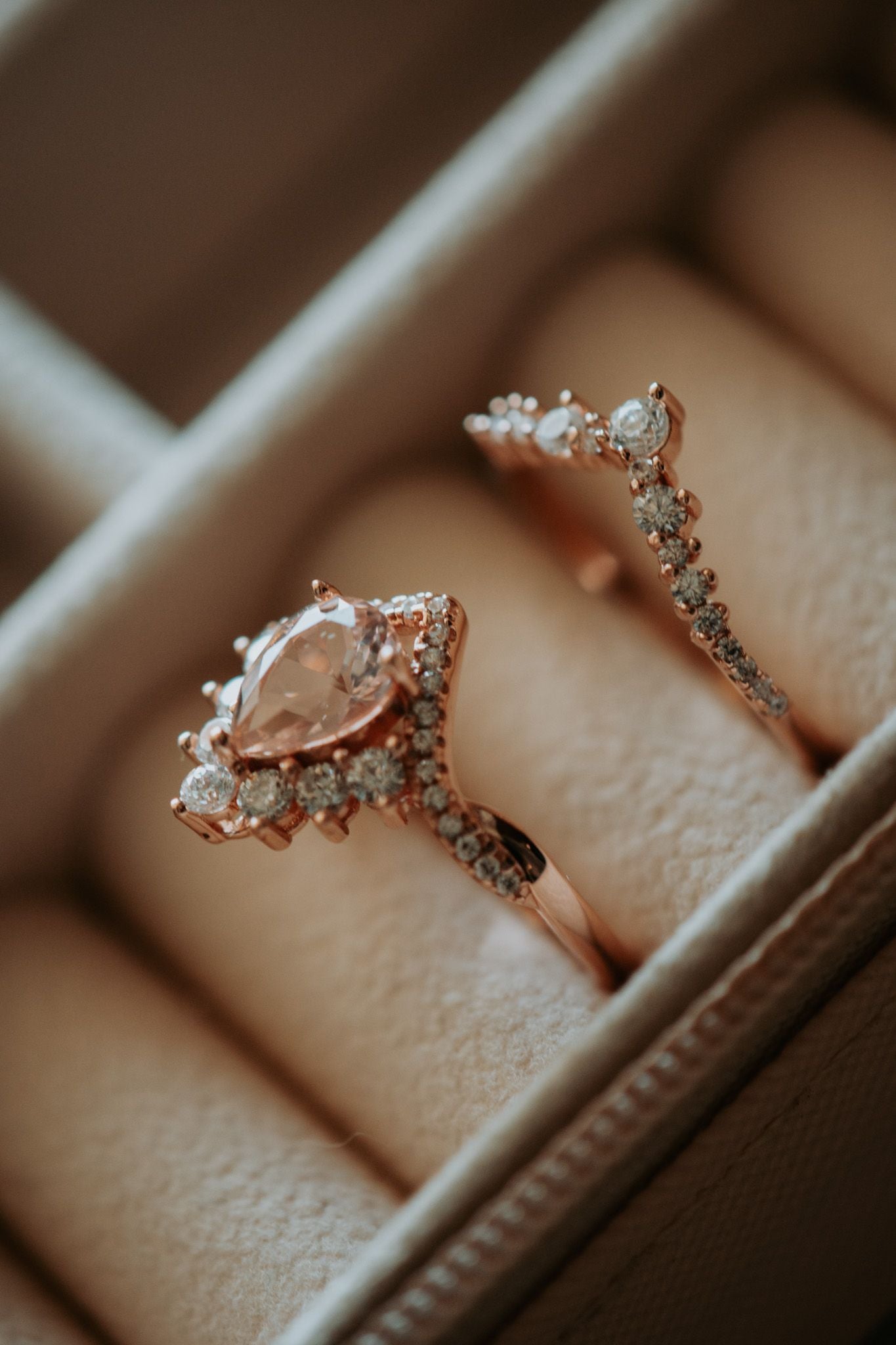 Rayna Morganite Rose Gold Ring Set