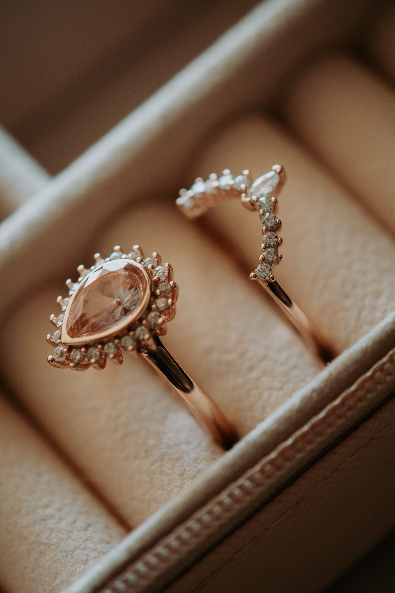 Jordyn Morganite Rose Gold Ring Set