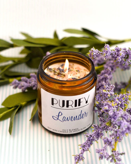 Small Purify Candles with Herbs and Pink Salt - 25 Hour Burn Time Soy Wax Candles - Oily BlendsSmall Purify Candles with Herbs and Pink Salt - 25 Hour Burn Time Soy Wax Candles