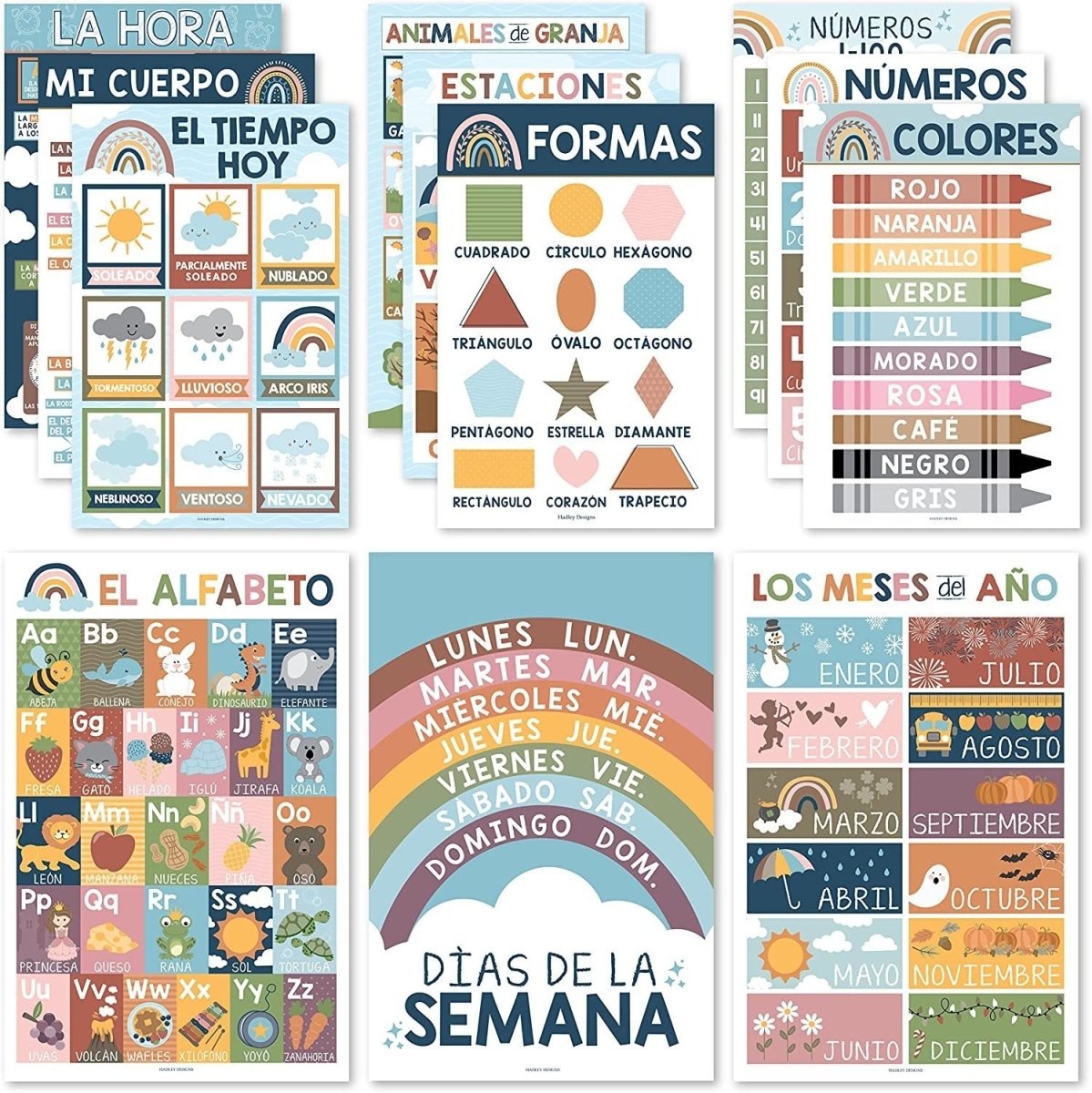 Spanish Head Start Kit: Boho 12 Poster Pack