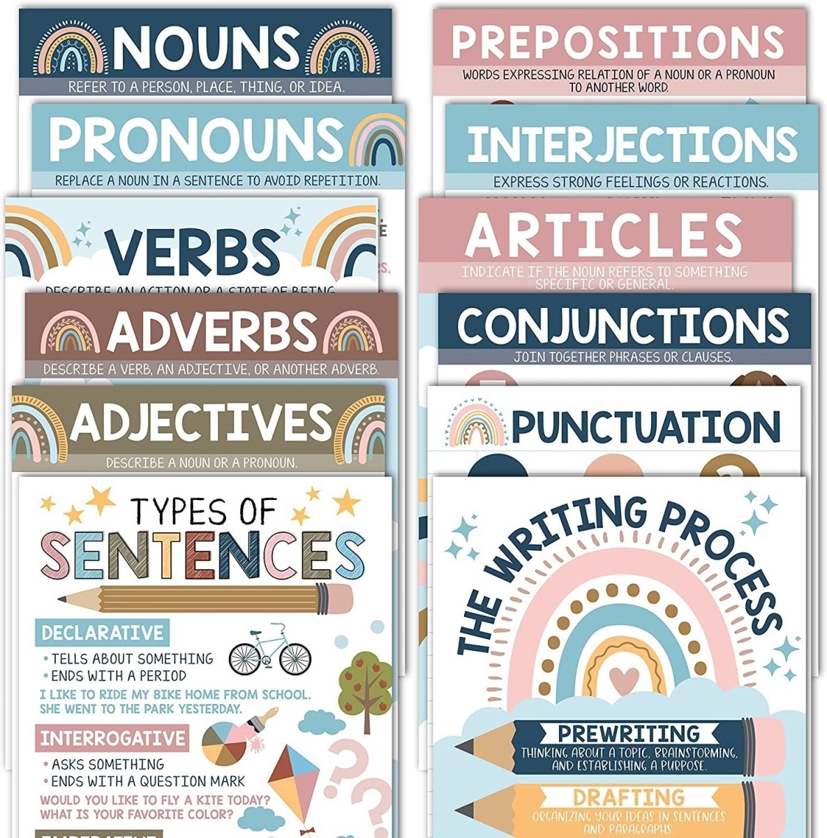 Writing & Grammar Kit: Boho 12 Poster Pack