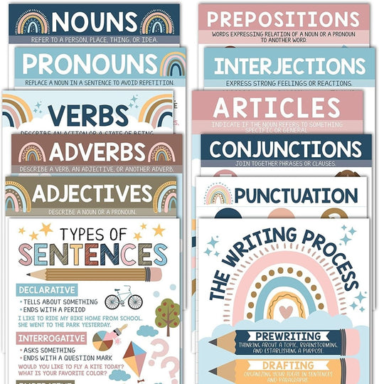 Writing & Grammar Kit: Boho 12 Poster Pack