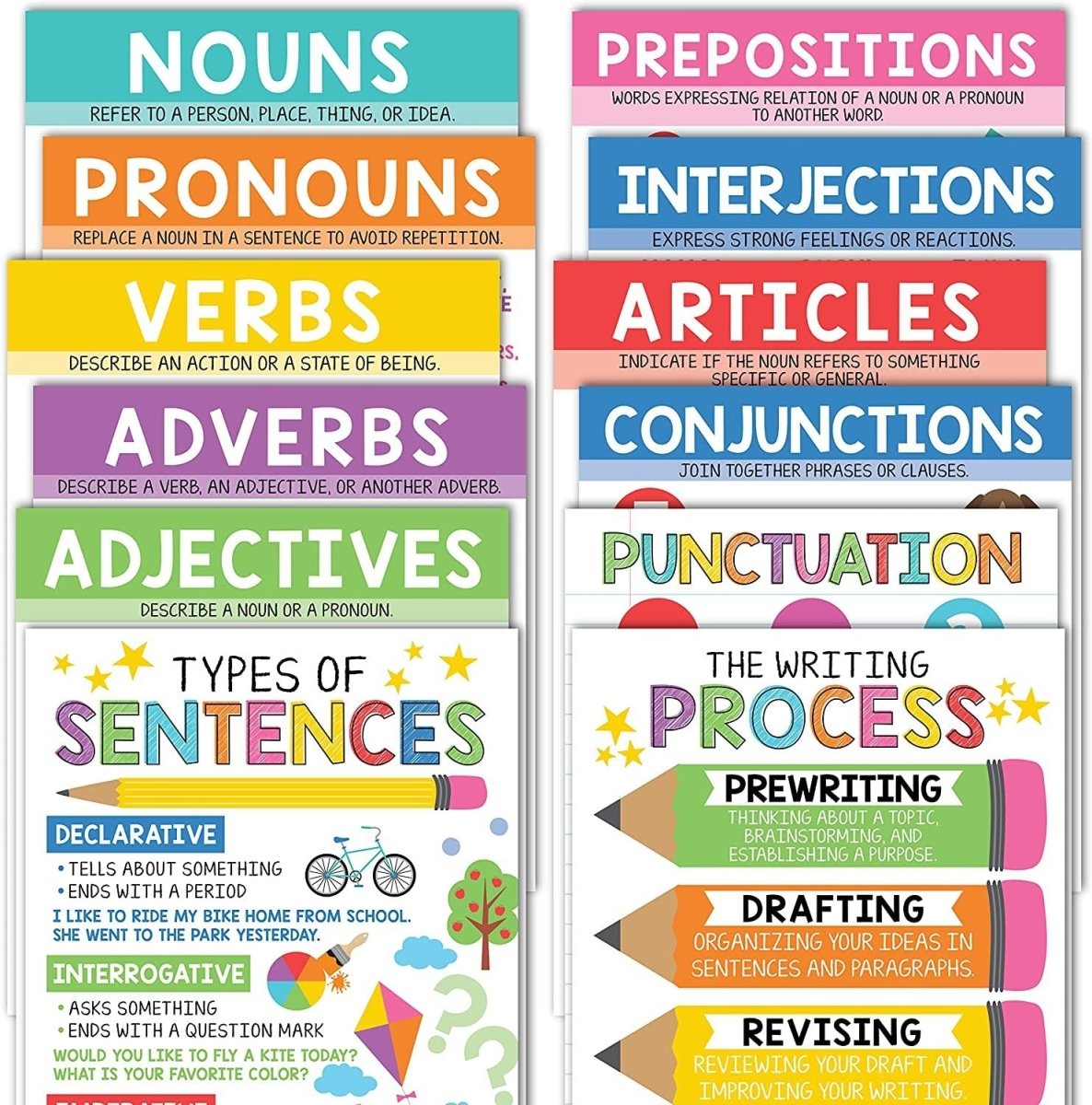 Writing & Grammar Kit: Colorful 12 Poster Pack